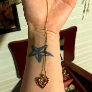 Beautiful ruby heart diamond necklace